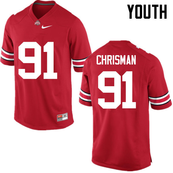 Youth Ohio State Buckeyes #91 Drue Chrisman College Football Jerseys Game-Red